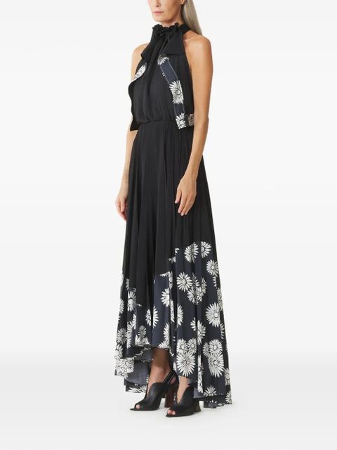 Lanvin pleated floral-pattern maxi dress - Black