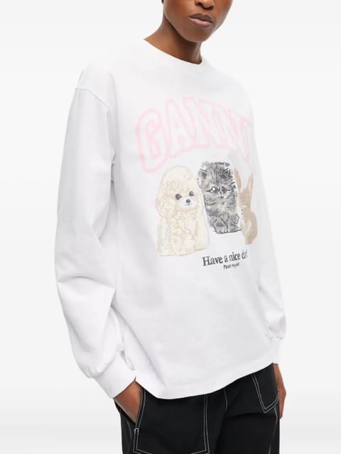 GANNI logo-print sweatshirt - White
