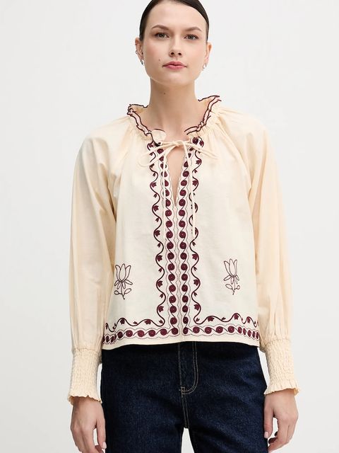 Hoss Intropia bluzka damska kolor beżowy z aplikacją 6282695 - zdjęcie produktu nr 1