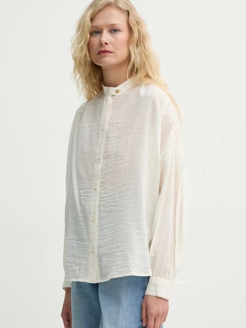 Sessun koszula damska kolor beżowy relaxed ze stójką 25210017 - zdjęcie produktu nr 1