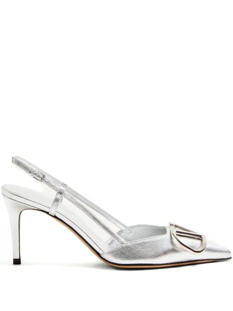 Valentino Garavani 80mm VLogo slingback pumps - Silver - zdjęcie produktu nr 1