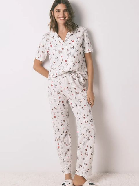 women'secret piżama bawełniana SNOOPY damska kolor beżowy bawełniana 3132214 - zdjęcie produktu nr 1