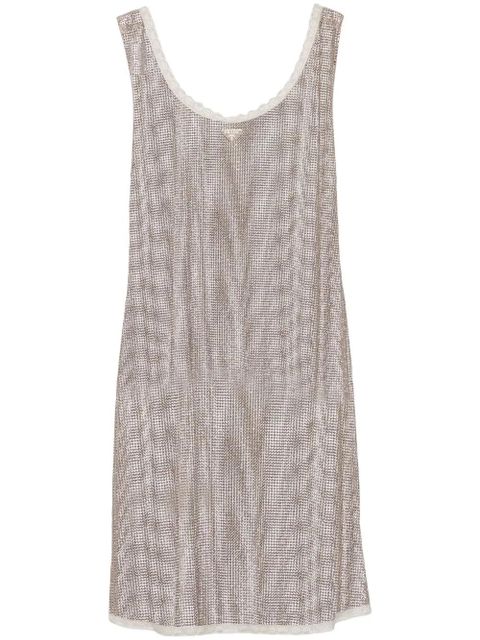 Prada rhinestone-embellished mesh minidress - Neutrals - zdjęcie produktu nr 1
