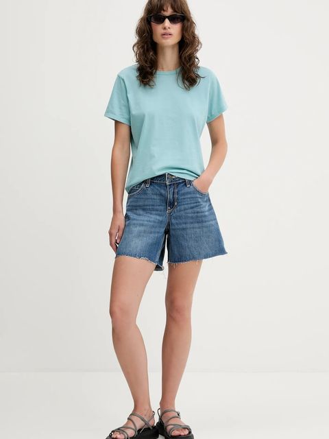 Hollister Co. szorty damskie kolor niebieski gładkie high waist KI349-5169 - zdjęcie produktu nr 2