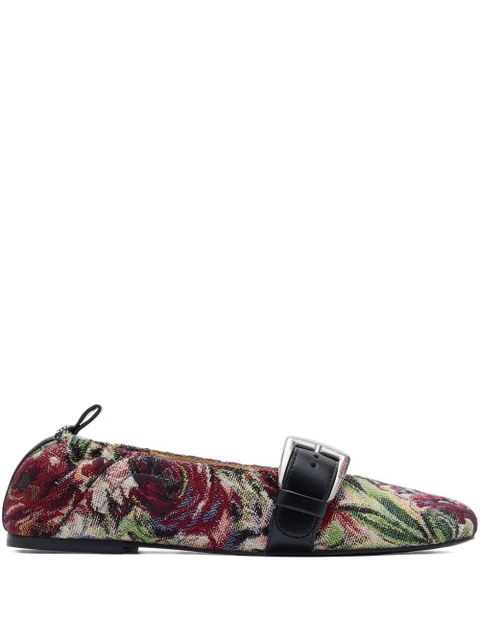 GANNI tapestry-weave buckled ballet flats - Multicolour - zdjęcie produktu nr 1