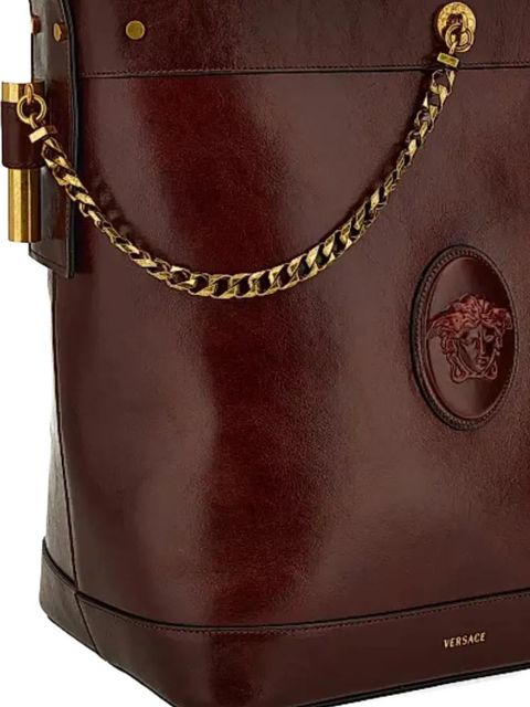 Versace Pivot leather bucket bag - Brown