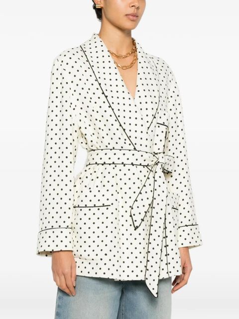 Valentino Garavani polka-dot belted blazer - White