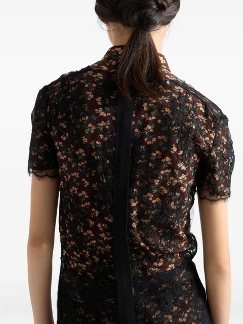 Prada scalloped lace mini dress - Black