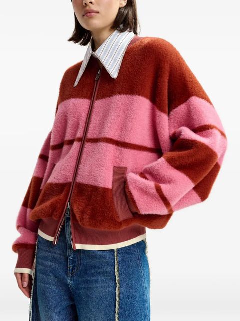 Essentiel Antwerp striped zip-up cardigan - Pink