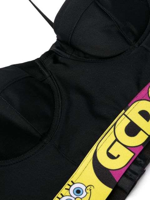 GCDS logo underband cropped top - Black