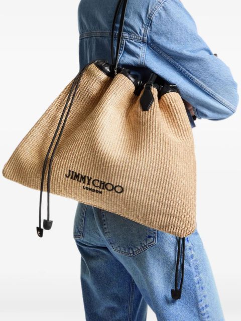 Jimmy Choo drawstring tote large bag - Neutrals