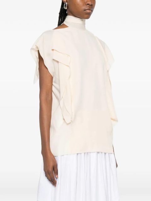 Lanvin ruffled tie blouse - Neutrals