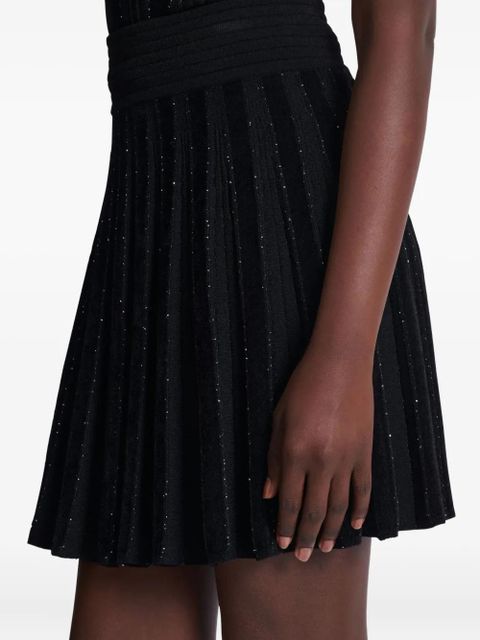 Balmain pleated glitter mini skirt - Black