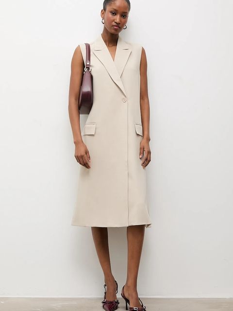 Answear.LAB kamizelka kolor beżowy dwurzędowa - zdjęcie produktu nr 1