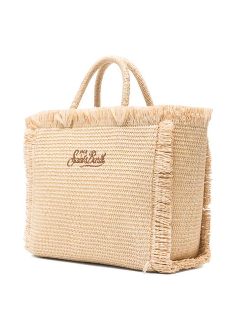 MC2 Saint Barth Colette crystal-embellished frayed tote bag - Neutrals