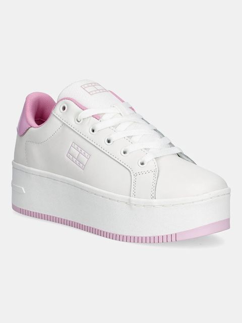 Tommy Jeans sneakersy skórzane TJW FLATFORM PATENT SNEAKER damskie kolor biały EN0EN02864 - zdjęcie produktu nr 1