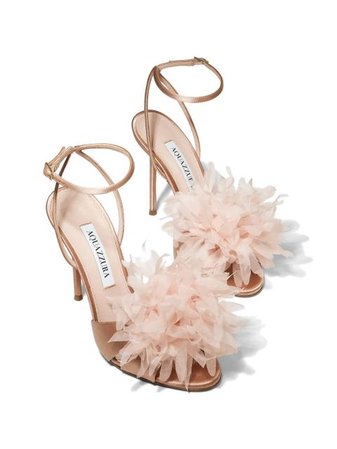 Aquazzura Poème flower-embellished ankle-strap sandals - Pink