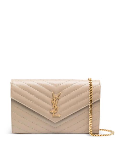 Saint Laurent Cassandre chevron logo leather shoulder bag - Neutrals - zdjęcie produktu nr 1
