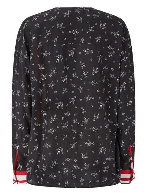 PINKO bird-print striped top - Black - zdjęcie produktu nr 2