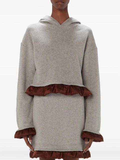 JW Anderson satin-trimmed cropped hoodie - Grey