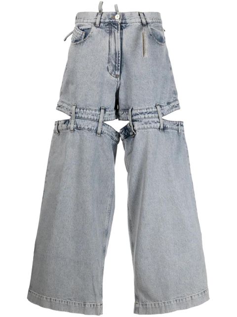 The Attico Ashton cut-out wide-leg jeans - Blue - zdjęcie produktu nr 1