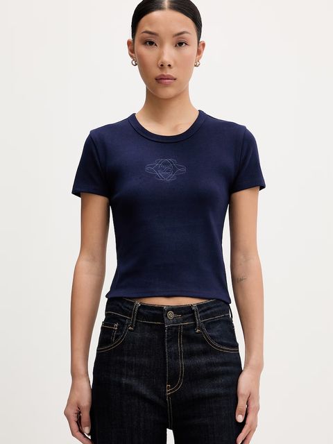 HUGO crop top damski z bawełną Delanor_4 - zdjęcie produktu nr 1