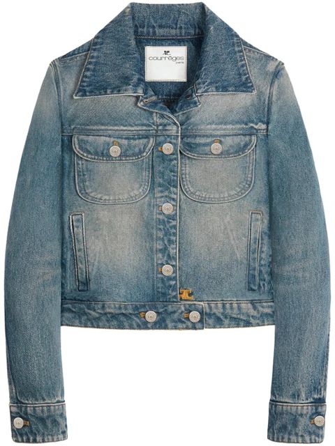 Courrèges Trucker logo-embroidered denim jacket - Blue - zdjęcie produktu nr 1