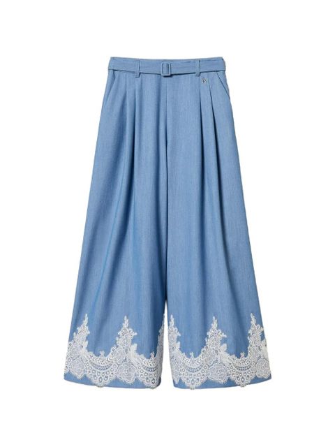 TWINSET lace-detail palazzo pants - Blue - zdjęcie produktu nr 1