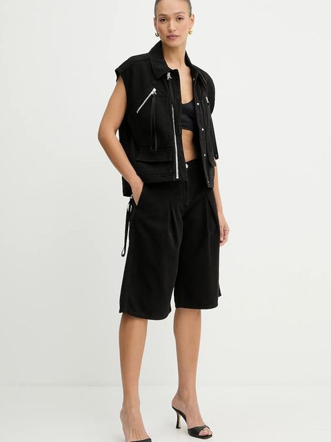 Pinko bezrękawnik bawełniany damski kolor czarny przejściowy 105237 A2M8