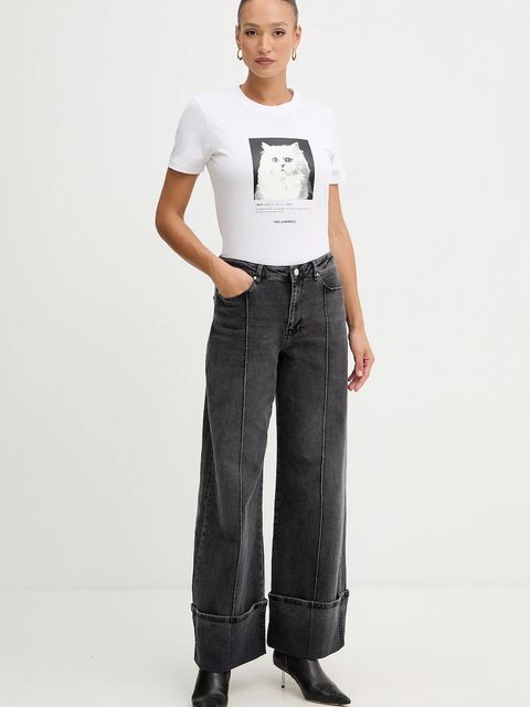 Karl Lagerfeld t-shirt bawełniany damski kolor biały B1W17019 - zdjęcie produktu nr 2