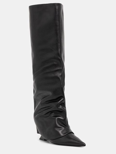 Naked Wolfe kowbojki skórzane Stated damskie kolor czarny na koturnie Stated Black Leather - zdjęcie produktu nr 1