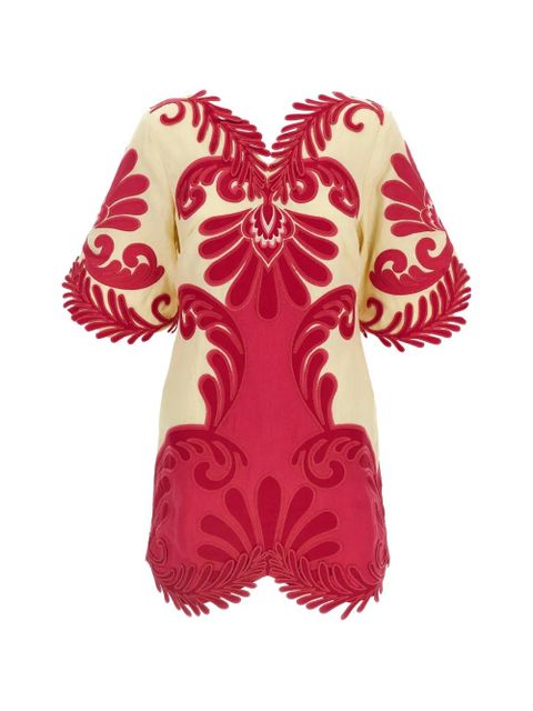 FARM Rio Spring Arabesc embroidered mini dress - Neutrals - zdjęcie produktu nr 1