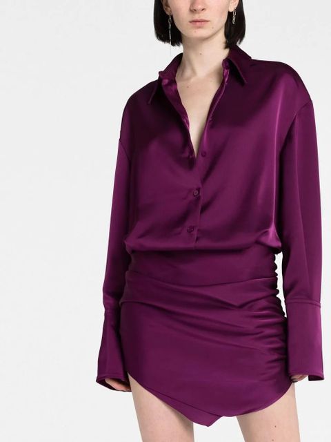 The Attico Hatty satin mini shirtdress - Purple