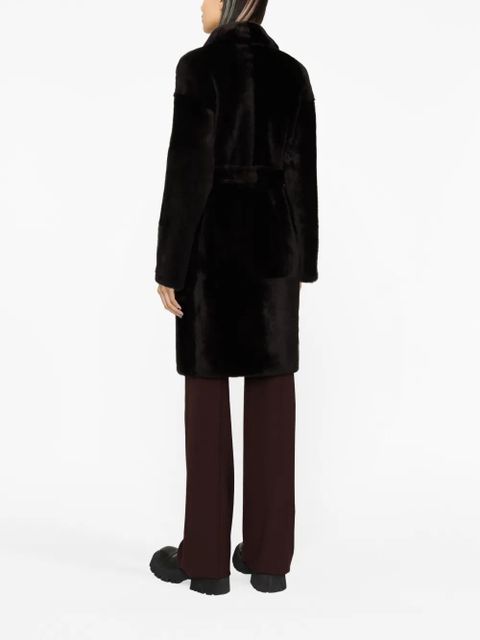 Yves Salomon belted single-breasted coat - Brown
