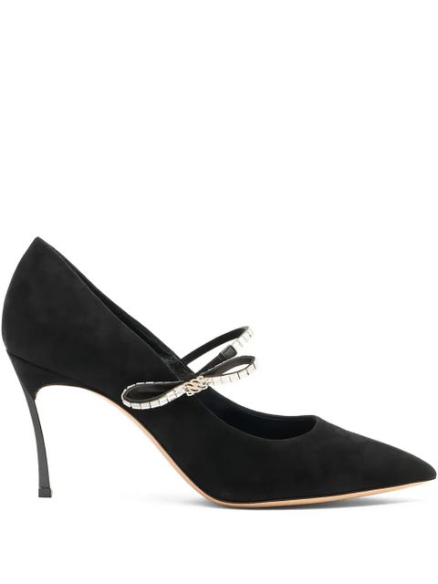 Casadei 80mm Starsway crystal-embellished pointed-toe pumps - Black - zdjęcie produktu nr 1