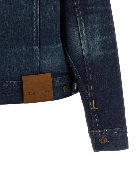 TOM FORD Japanese contrast-stitching denim jacket - Blue