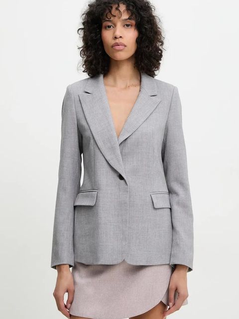 Answear.LAB marynarka kolor szary jednorzędowa gładka - zdjęcie produktu nr 1