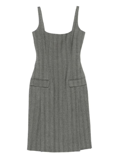 Ferragamo striped pleated midi dress - Grey - zdjęcie produktu nr 1