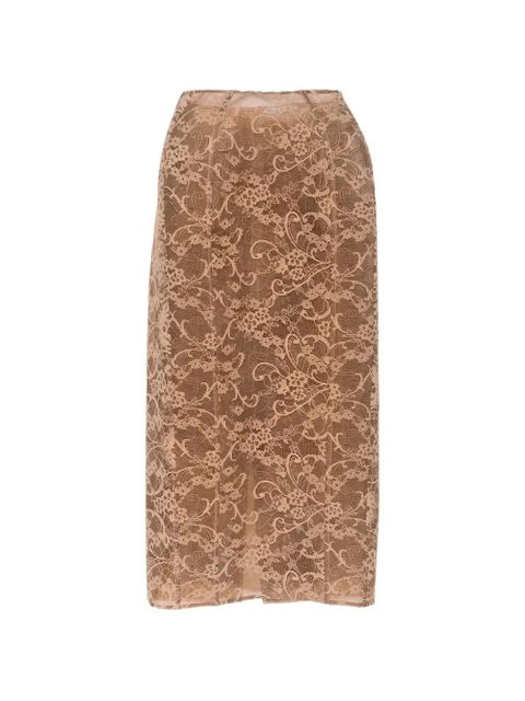 Acne Studios floral-lace split-detail midi skirt - Neutrals - zdjęcie produktu nr 1