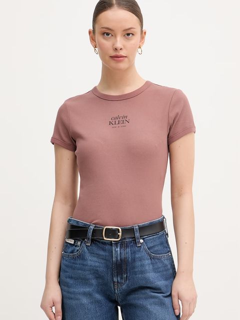 Calvin Klein Jeans T-shirt damski bawełniany z elastanem - zdjęcie produktu nr 1