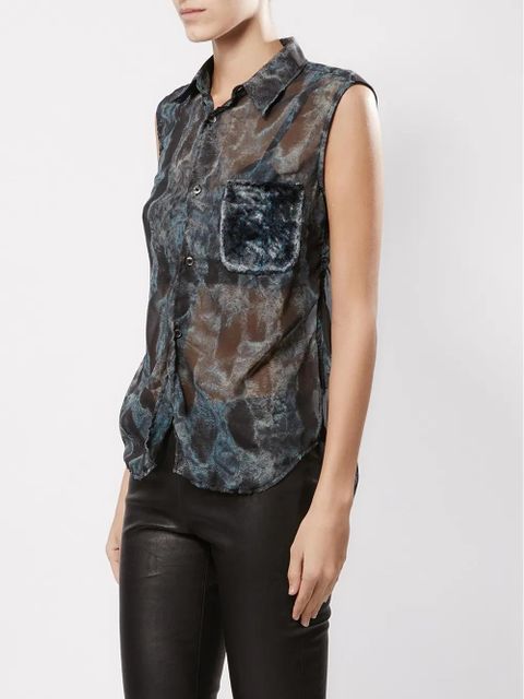 Comme Des Garçons front pocket see-through top - Black