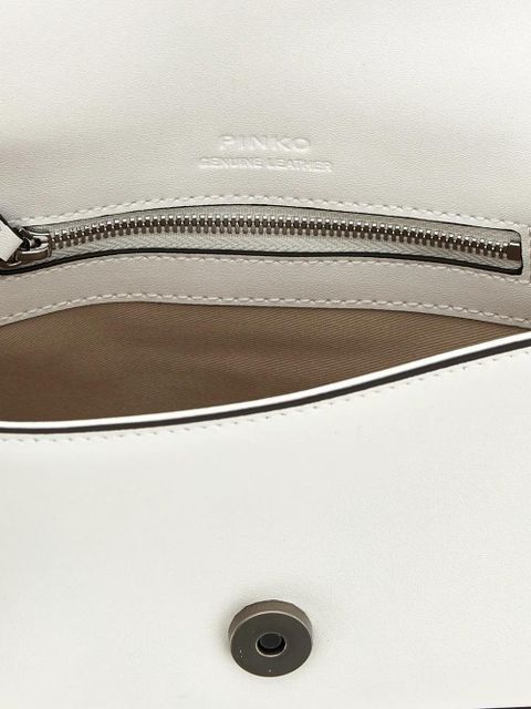 PINKO studs buckle leather shoulder bag - White