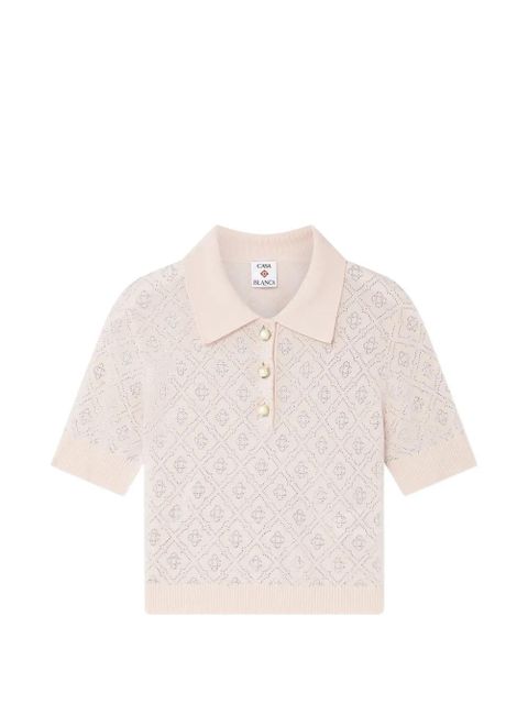 Casablanca monogram-studded polo top - Pink - zdjęcie produktu nr 1