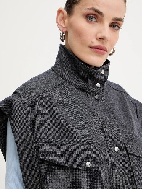 BOSS Orange bezrękawnik z dodatkiem wełny kolor granatowy przejściowy 50547683