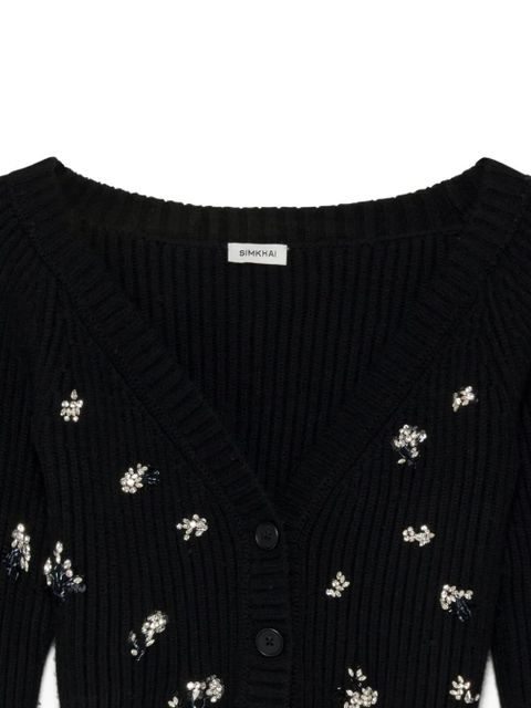 Simkhai floral-embellished cardigan - Black - zdjęcie produktu nr 2