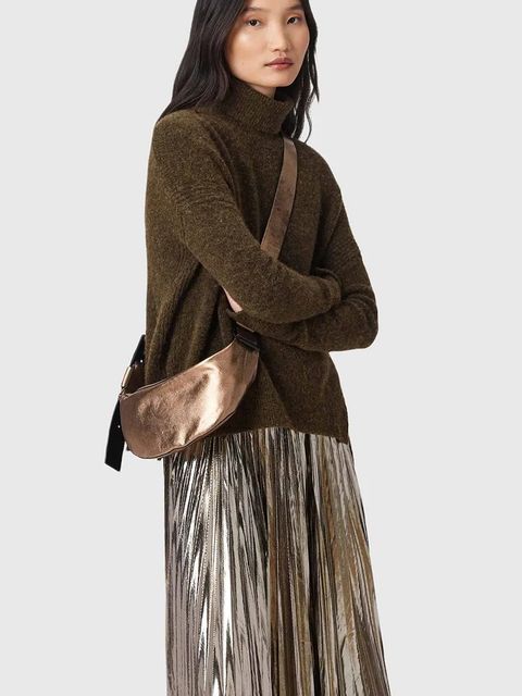 AllSaints torebka skórzana LUNA kolor złoty W194XD