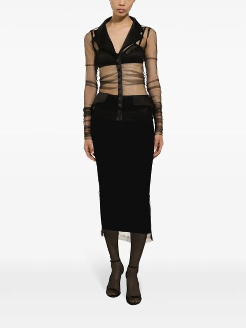 Dolce & Gabbana sheer-trim midi skirt - Black