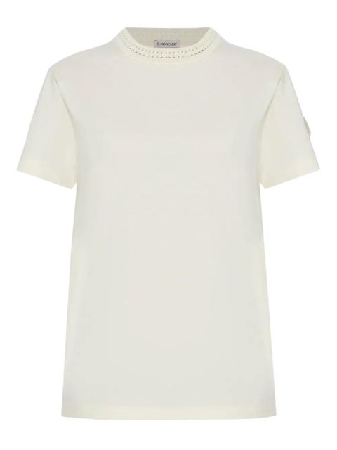 Moncler crochet-detail cotton T-shirt - White - zdjęcie produktu nr 1