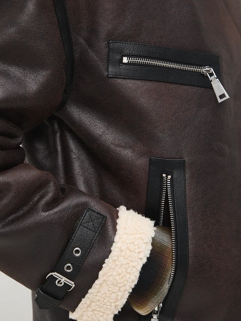 Medicine kurtka biker damska kolor brązowy przejściowa oversize