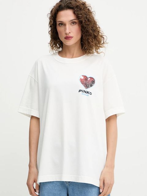 Pinko t-shirt bawełniany damski kolor biały 105538 A2TJ - zdjęcie produktu nr 2